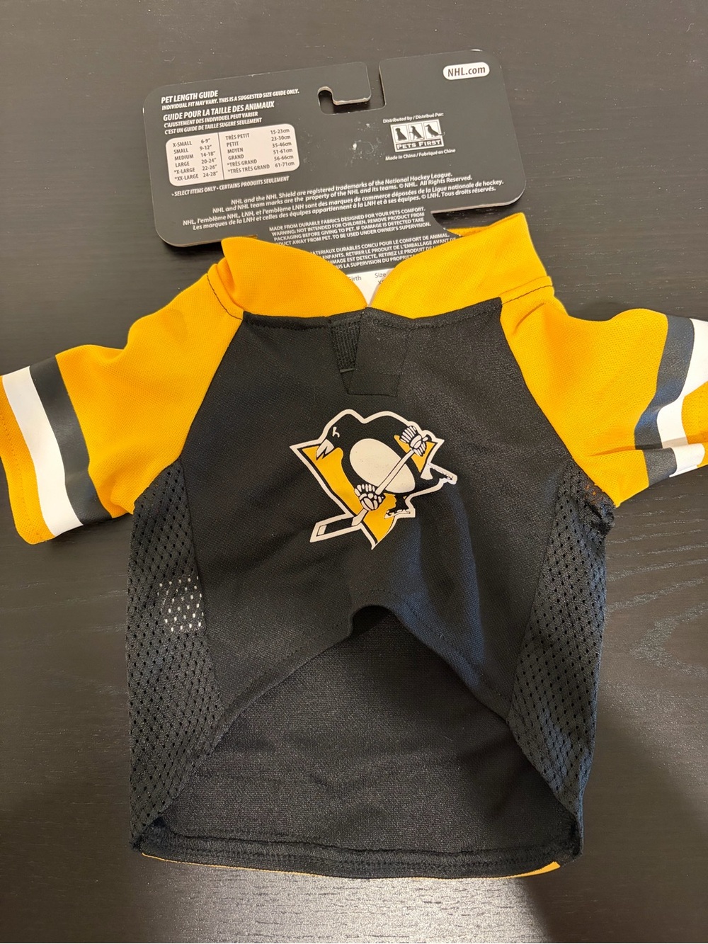 NHL Pittsburgh Penguins Black and Gold Pet Jersey